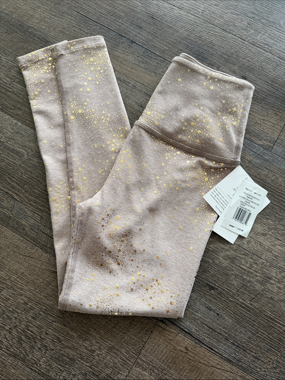 Beyond Yoga Leggings with Gold Foil Star Splatter